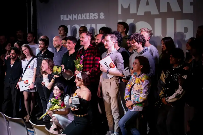 Movie Sprint filmmakers gathered on stage after the awards